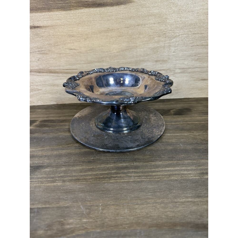 Vtg J.C. Co Japan Silverplate Compote Dish & Tray Set‎ Ornate Floral Etched